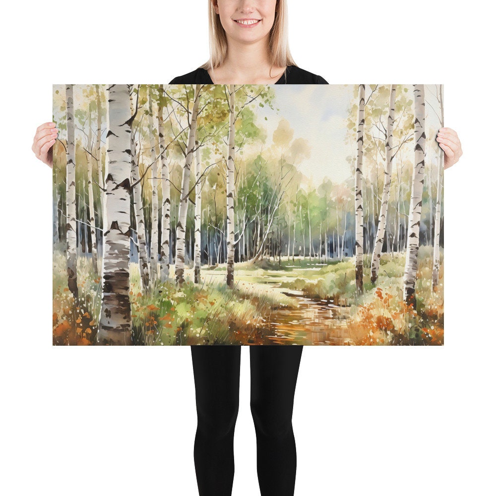 Birch Forest Watercolor Art Print: Aspen Autumn Landscape - Etsy
