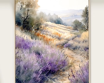 Provence Landschaft Aquarell Malerei: Frankreich Wandkunst