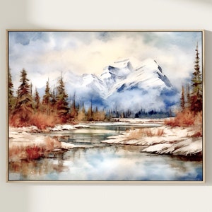 Banff National Park Print, Canada Landscape Wall Art Print, Painting of Mountain, Travel Gift, Original Watercolor Print, World Traveler Art