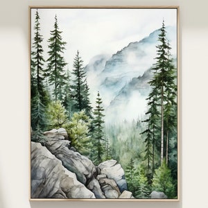 Banff National Park Print, Canada Landscape Wall Art Print, Painting of Mountains, Travel Gift Original Watercolor Print, World Traveler Art