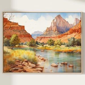 Zion National Park Watercolor Painting Art Print, Zion Poster, Zion Print, Zion Artwork, Travel Poster, Travel Gift, Wall Decor Gift