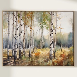 Aspen Trees Watercolor Fine Art Large Poster Print