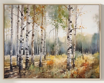 Aspen Trees Watercolor Fine Art Large Poster Print