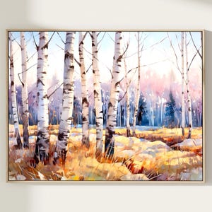 Aspen Grove Print - Watercolor Forest Wall Art | Vibrant Autumn Tree Painting | Nature-Inspired Home Decor Gift