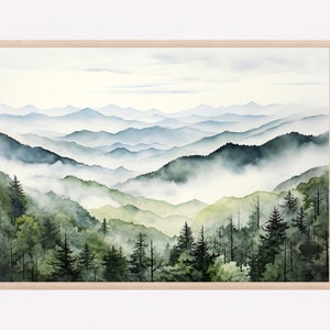 Great Smoky Mountains National Park Art Pint, Smoky Mountains Poster, Watercolor Art, Travel Gifts, Travel Poster