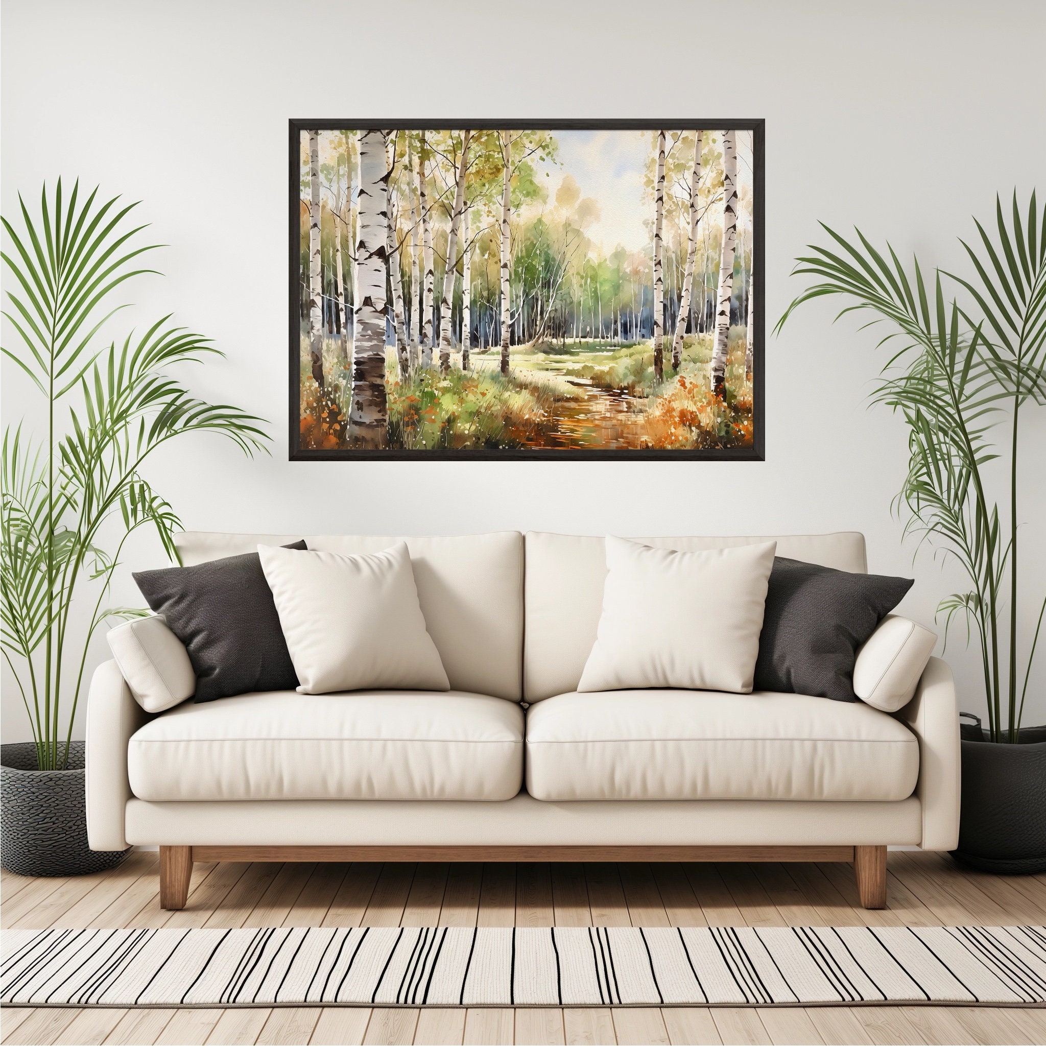 Birch Forest Watercolor Art Print: Aspen Autumn Landscape - Etsy