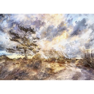 Serene Sunset Aquarell Druck Home Decor Geschenk Art