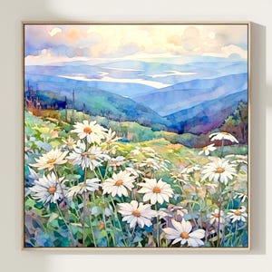 Blue Ridge Mountains Watercolor North Carolina Painting Art Print Appalachian Highlands  Nature Wall Art Poster Home Decor Gift