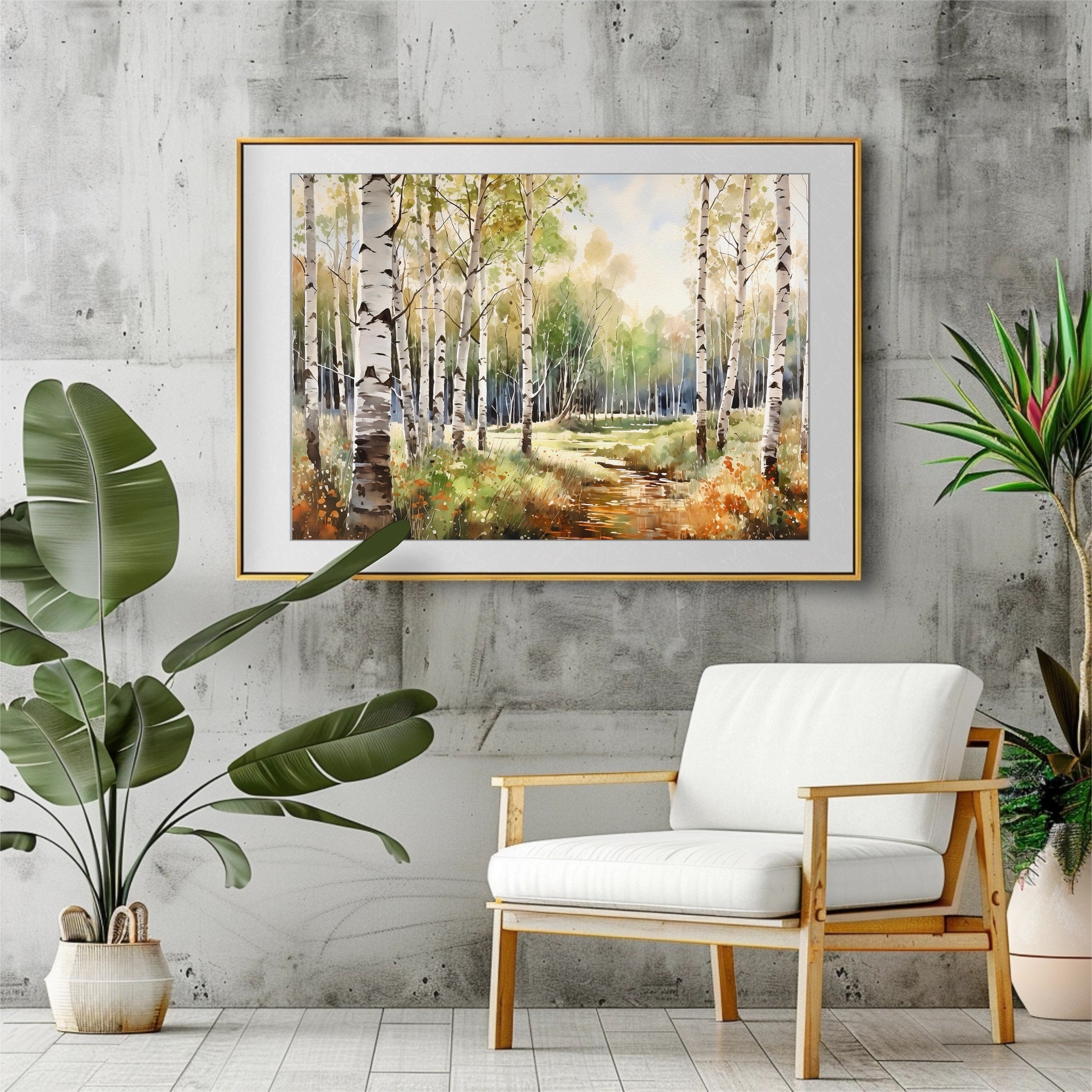 Birch Forest Watercolor Art Print: Aspen Autumn Landscape - Etsy