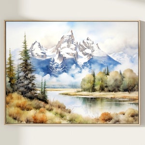 Grand Teton National Park Print, Watercolor Art Decor, National Park Poster, Grand Teton Watercolor Wall Art, Home Decor Gift