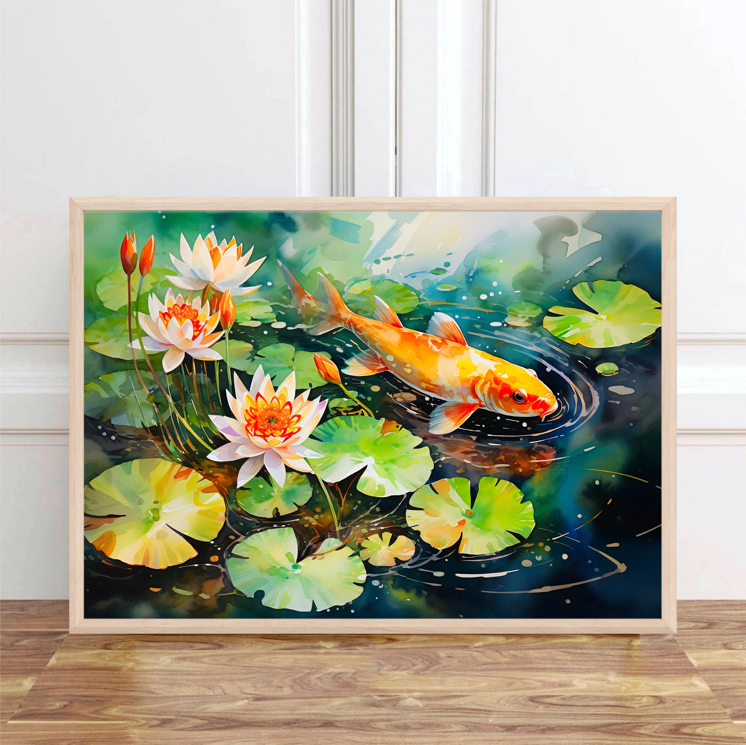 Koi Fish Watercolor Painting: Japanese Wall Art Print - Etsy