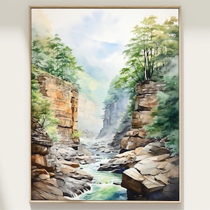 New River Gorge National Park West Virginia Watercolor Painting Poster