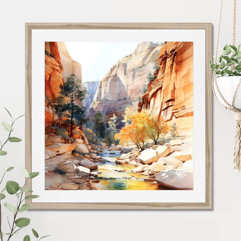 Zion National Park Watercolor Painting Art Print, Zion Poster, Zion