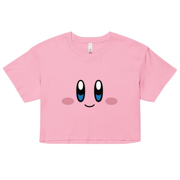 Kirby Eyes Women's Crop Top, Funny Kirby Tee, Nintendo Fan Retro Kirby Game Crop Top, Great Gift For Gamers and Nintendo Lovers Copy