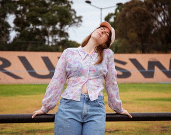 1970s Melbourne Floral Shirt, pastel, size 10