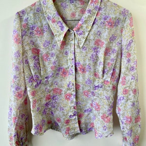 1970s Melbourne Floral Shirt, pastel, size 10 image 3