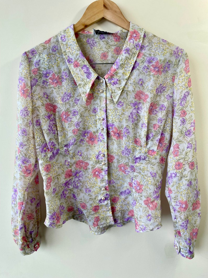 1970s Melbourne Floral Shirt, pastel, size 10 image 3
