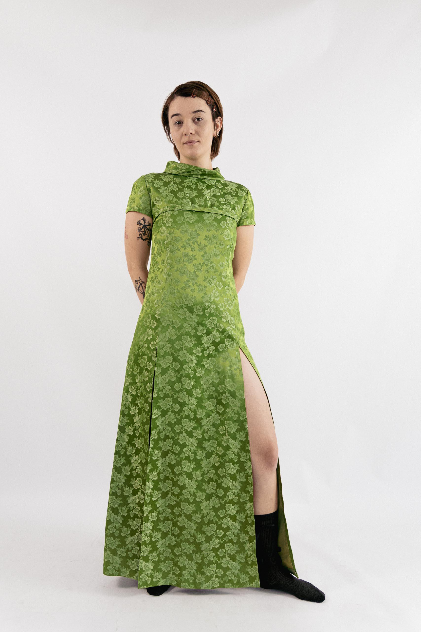 green emerald velvet dress Sora Celestial Pickle Green Tiered Ruffles Maxi Dress