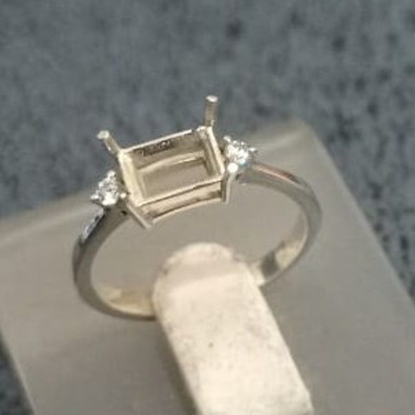 Sertissage de bague en argent sterling, sertissage de coupe ovale en argent s925, ébauches de bague, accessoires de bague pour pierre octogonale et pour tenir la pierre