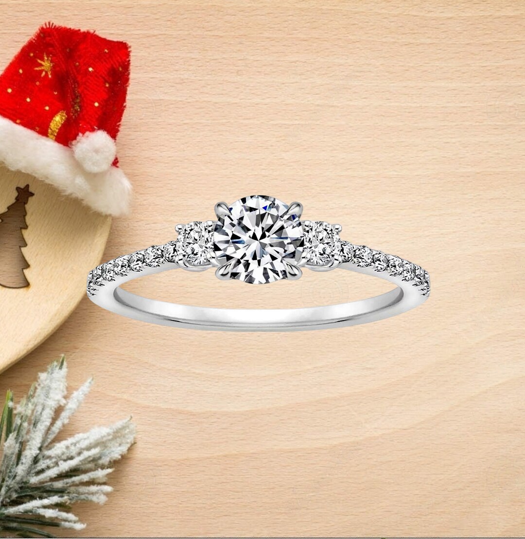 Round Cut Solitaire Lab Diamond Engagement Ring Wedding Ring CZ Diamond