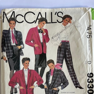 McCall’s vintage sewing pattern/ vintage 1980’s jacket and trousers pattern/ vintage 1980’s outfit pattern/ vintage 1980’s sewing pattern