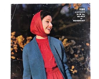 Vintage cardigan knitting pattern/ Classic cardigan knitting pattern/ Vintage knitting pattern