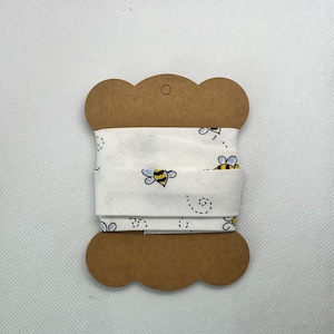 Cinta al bies de tela con forma de abeja hecha a mano - 2,5 cm / Cinta al bies con forma de abeja