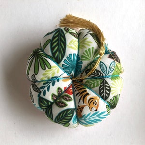 Tropical animal print fabric pin cushion/ fabric pin cushion/ pin cushion