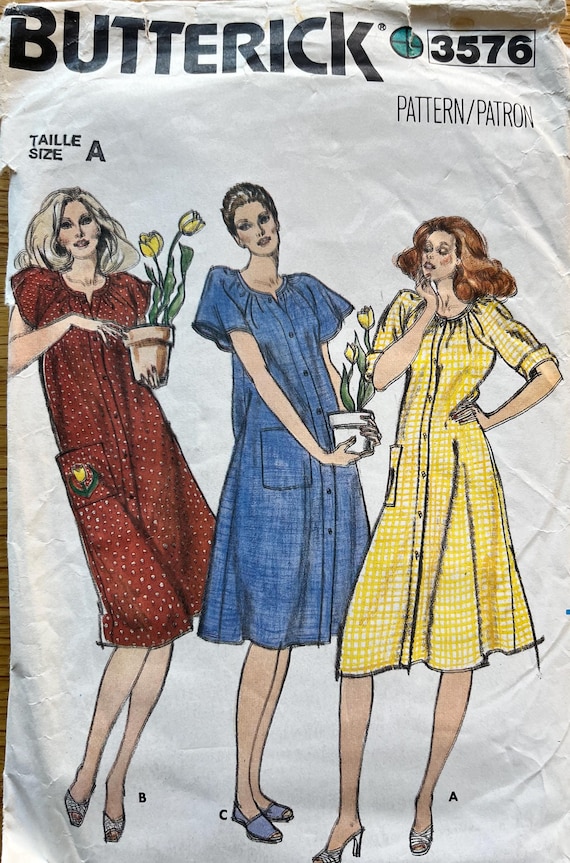Butterick Vintage Smock Dress Sewing Pattern/ Vintage Smock Dress Pattern/  1980's Smock Dress Sewing Pattern - Etsy
