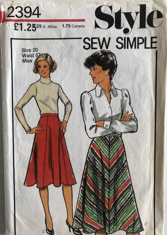 Style Vintage Skirt Sewing Pattern/ 1980s Skirt Pattern/ | Etsy