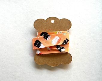 Handgemaakte cartoon sushi print biaisband 2,5 cm / paddenstoelprint biasband / handgemaakte biaisband