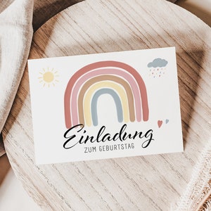 Einladungskarten Set Kindergeburtstag | Boho Regenbogen