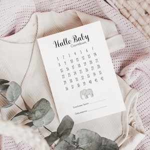 Baby Countdown Karte A6 / A5 | Elefant