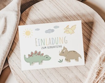 Einladungskarten Set Dino Kindergeburtstag | Dinosaurier Geburtstag