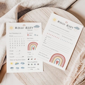 Ratespiel & Wünsche-Karten Set Babyparty Boho Regenbogen