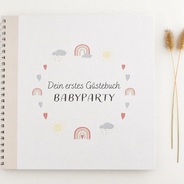 Gästebuch Babyparty Ringbuch | Regenbogen