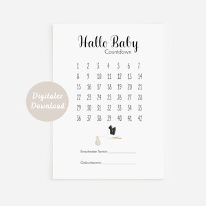 Baby Countdown Karte / Poster | Storch | DIGITALER DOWNLOAD