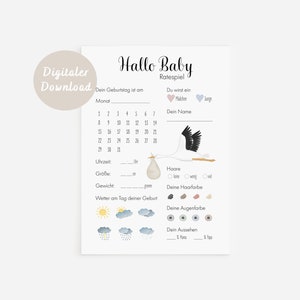 Baby shower guessing game card with stork | DIGITAL DOWNLOAD