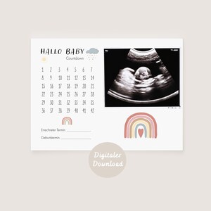 Baby Countdown Card | Rainbow Boho | DIGITAL DOWNLOAD
