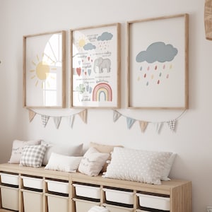Poster 3er Set Affirmationen Wolke Sonne | Boho Kinderzimmer Bild