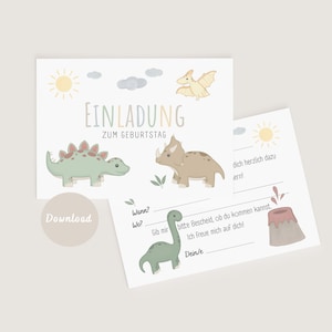 Einladungskarten Set Dino Kindergeburtstag | Dinosaurier Geburtstag | DIGITALER DOWNLOAD