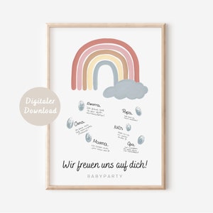 Gästebuch Poster Babyparty Regenbogen Boho | DIGITALER DOWNLOAD