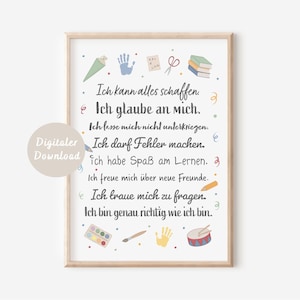 Poster Affirmationen positive Glaubenssätze | Affirmationsposter Kinder Einschulung | DIGITALER DOWNLOAD