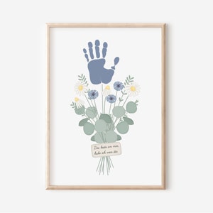 Handabdruck Poster mit Blumenstrauß | Geschenk Oma und Opa | Muttertag