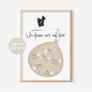 Gästebuch Poster Babyparty Storch | DIGITALER DOWNLOAD