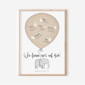Gästebuch Poster Babyparty | Elefant