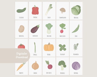 Vegetable Cards Children | Flashcards for shopping | Montessori | DIGITAL DOWNLOAD