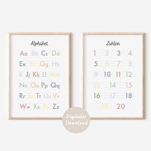 Póster Alfabeto y números | Póster de aprendizaje Montessori para niños | DESCARGA DIGITAL