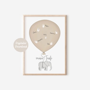 Gästebuch Poster zur Taufe | Elefant | beige DIGITALER DOWNLOAD