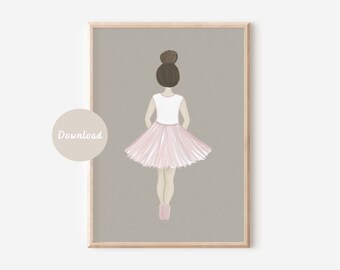 Poster Ballerina Kinderzimmer | Mädchenposter Kinder | DIGITALER DOWNLOAD